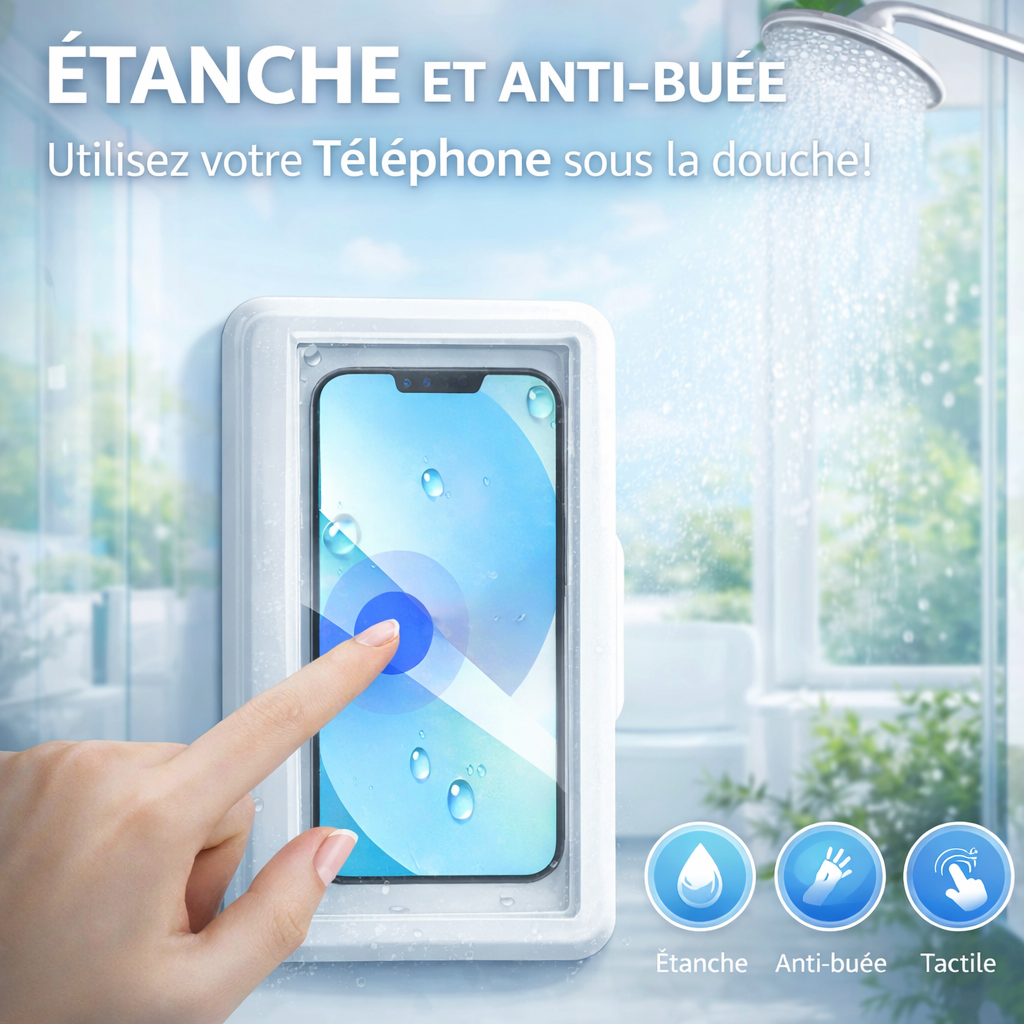 Support Téléphone Mural 100% Étanche - Films & Séries Sous La Douche