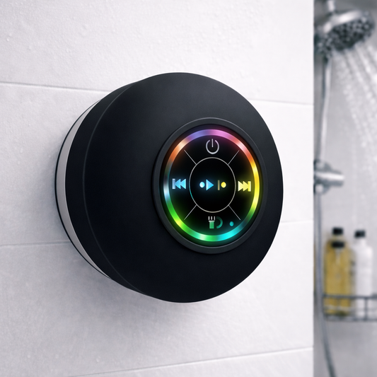 Waterproof Bluetooth Speaker with LED Lights – Powerful Sound for Shower & Relaxing Vibes