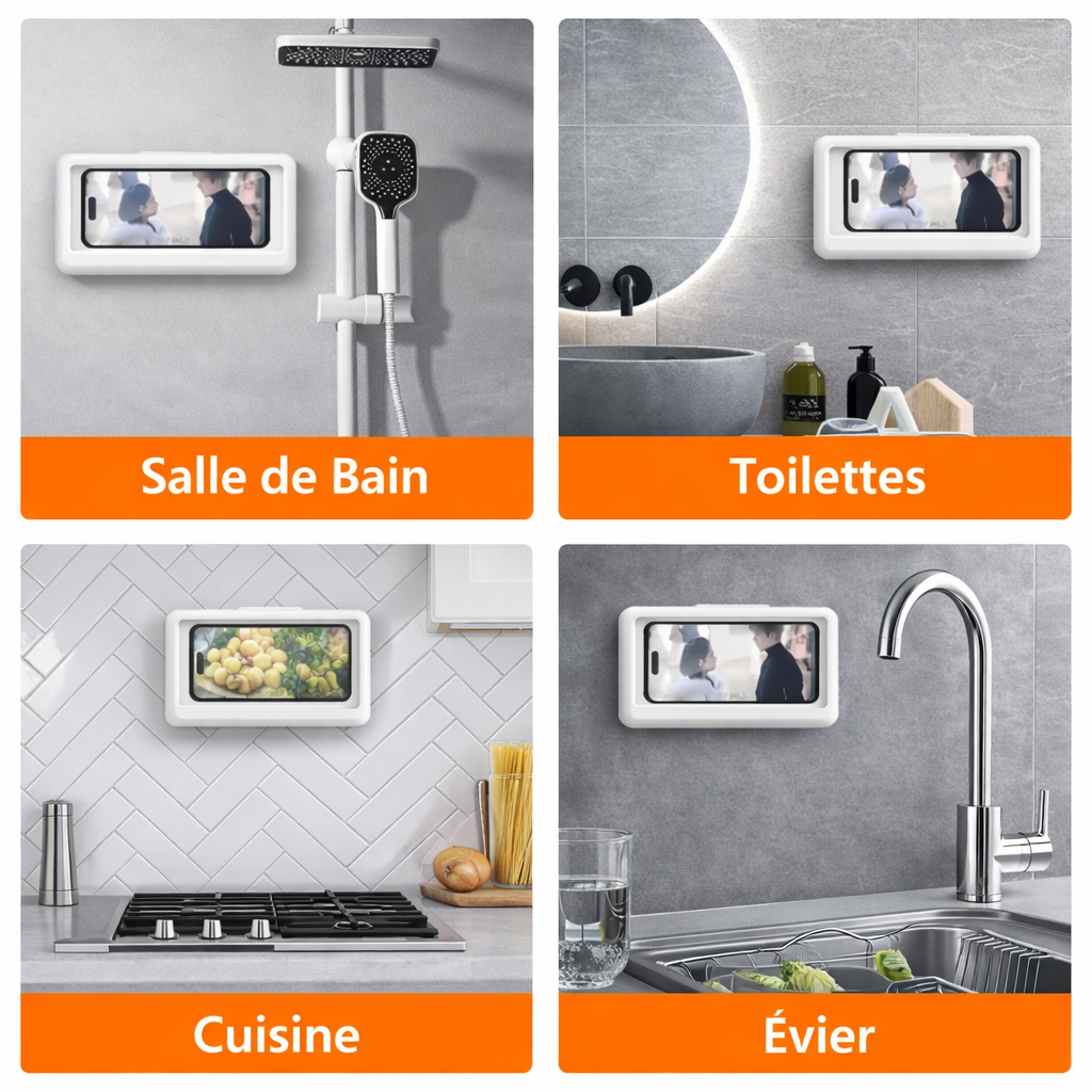 Support Téléphone Mural 100% Étanche - Films & Séries Sous La Douche