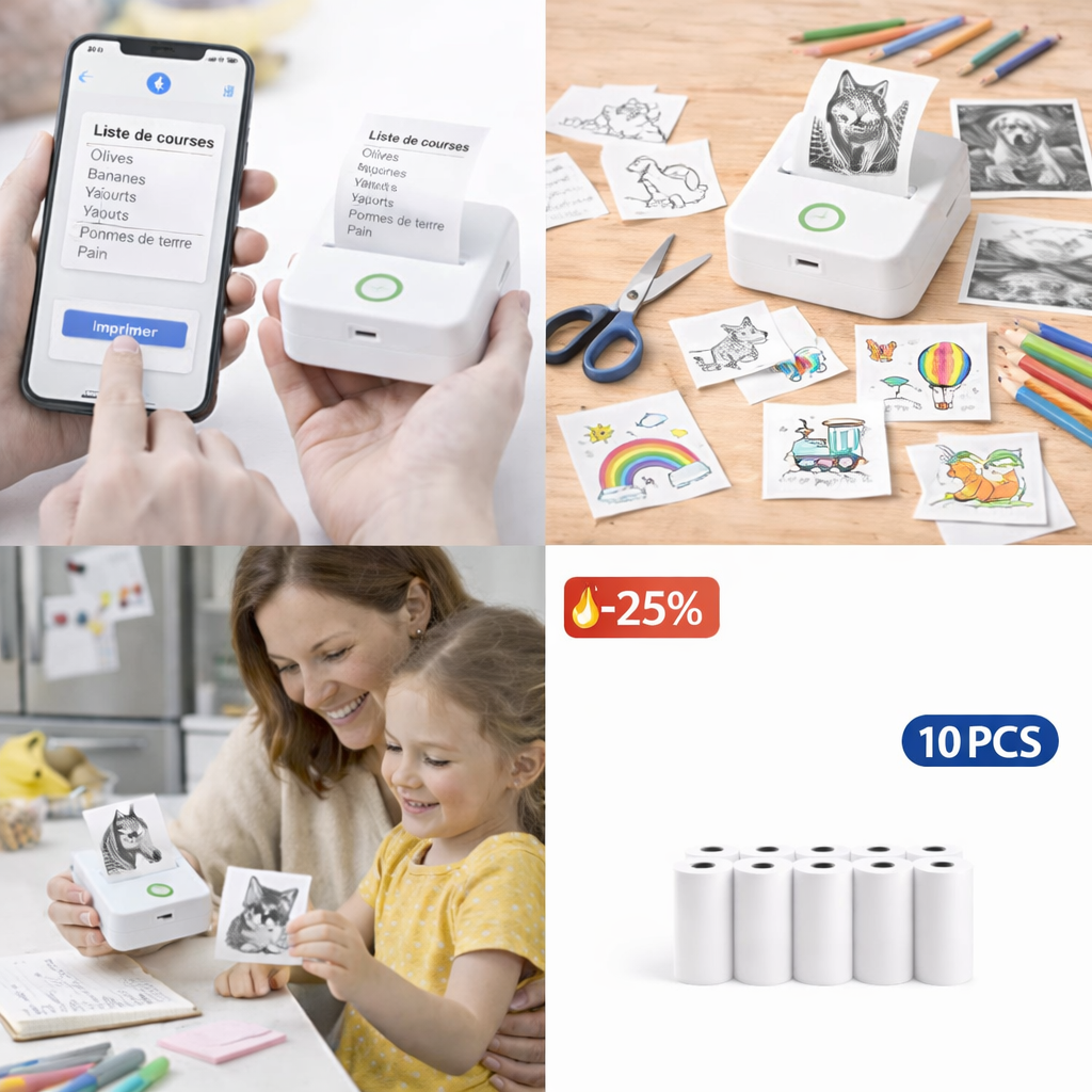 Rouleaux de Recharge – Mini Imprimante Sans Encre